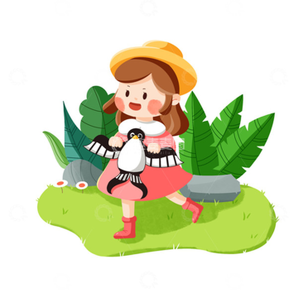 源文件下载【趣麦麦图】春天小女孩春分放风筝