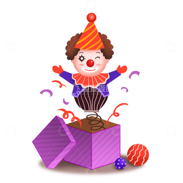 源文件下载【趣麦麦图】可爱愚人节小丑盒子弹簧小丑