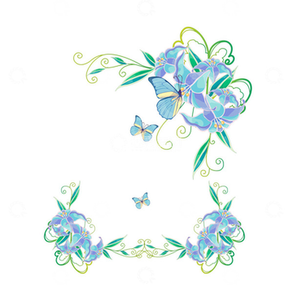 源文件下载【趣麦麦图】-春天春季鲜花花朵藤蔓蝴蝶彩色