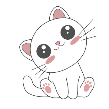 卡通白色猫咪歪头贴纸