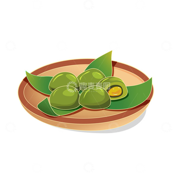 源文件下载【趣麦麦图】简约手绘清明节青团美食元素