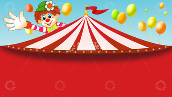 源文件下载【趣麦麦图】愚人节小丑红色狂欢高清手绘卡通背景