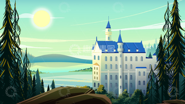 源文件下载【趣麦麦图】唯美城堡插画