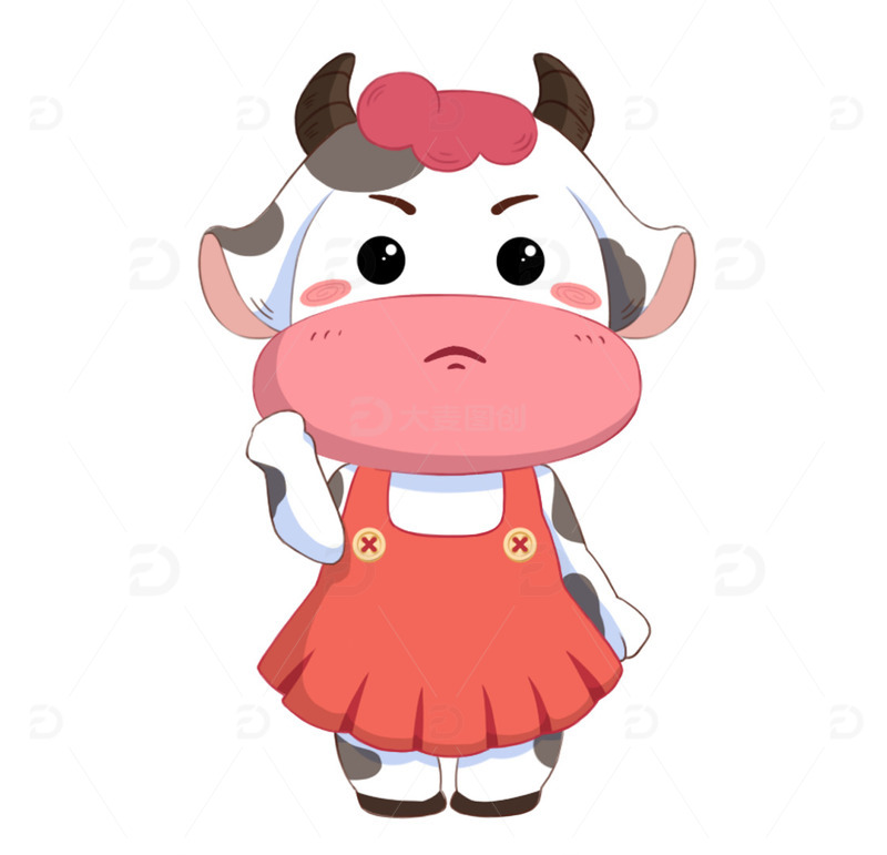 源文件下载【趣麦麦图】手绘卡通奶牛