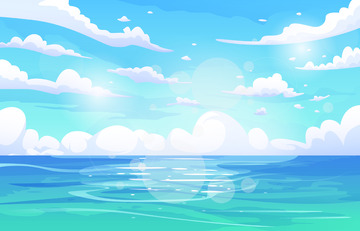 白云云朵天空蓝天海面水面蓝色天空场景