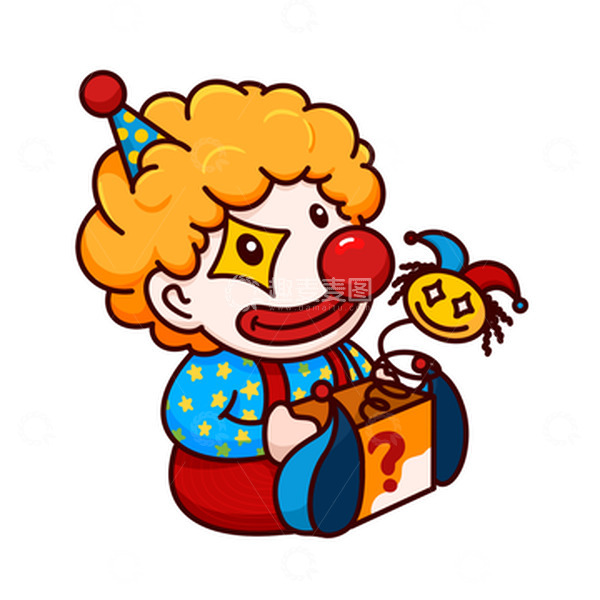 源文件下载【趣麦麦图】抱着惊吓盒子的愚人小丑