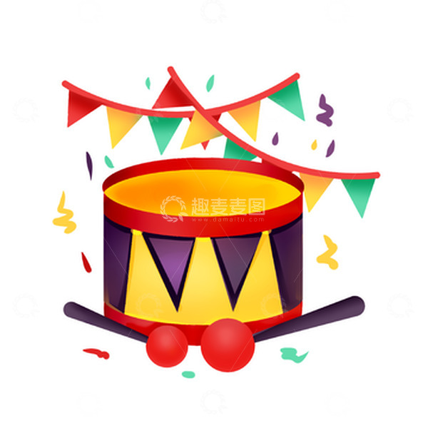 源文件下载【趣麦麦图】手绘紫色愚人打鼓装饰元素
