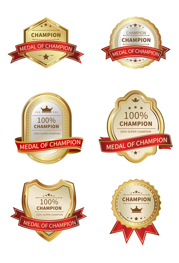 欧式古典金色渐变勋章装饰电商标签元素