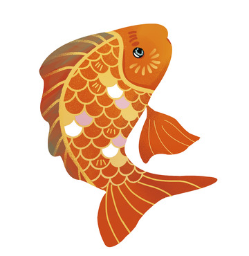 锦鲤 鲤鱼 好运 金鱼 插画