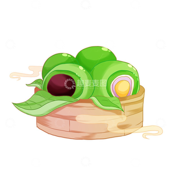 源文件下载【趣麦麦图】清明节青团豆沙青团芋泥麻薯蛋黄青团