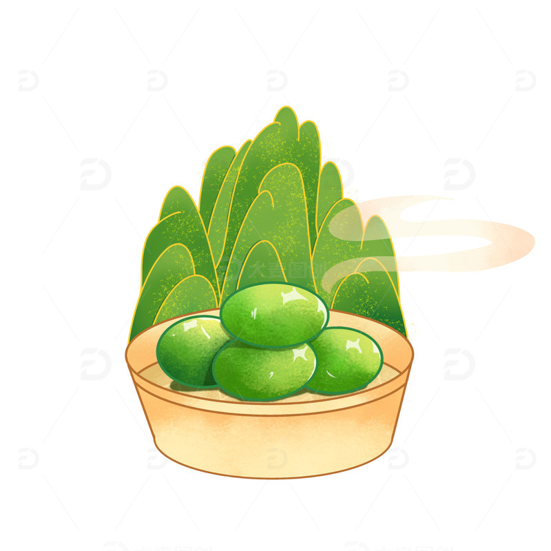 源文件下载【趣麦麦图】绿色清新清明节青团中国风国潮山元素