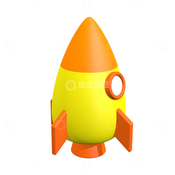源文件下载【趣麦麦图】3d立体卡通可爱火箭航天橙色免扣素材