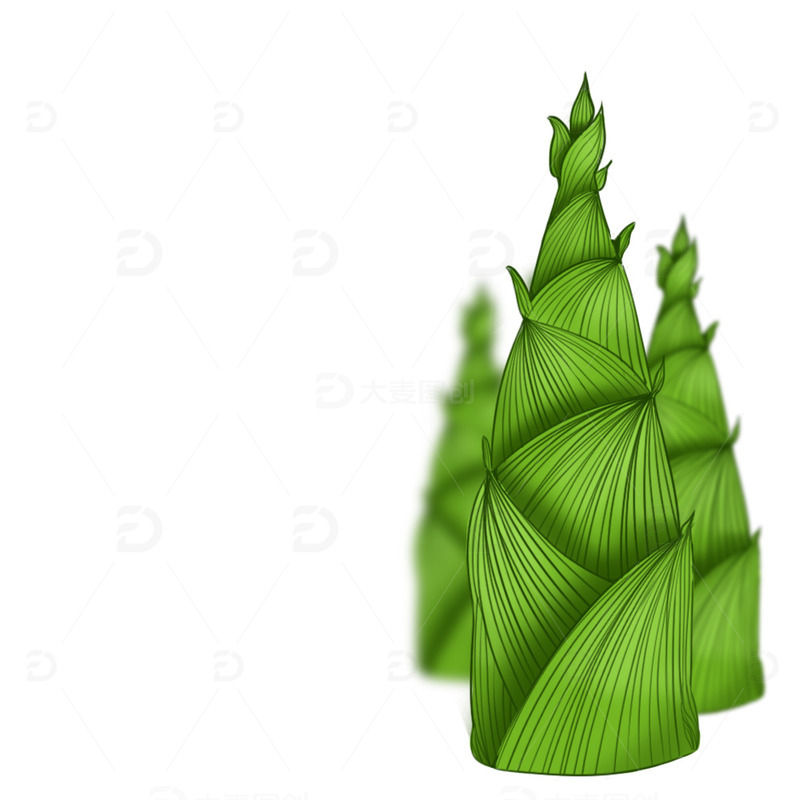 春天春季春笋绿色竹笋手绘