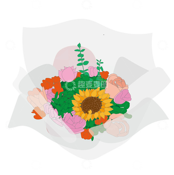 源文件下载【趣麦麦图】节日祝福花束插画