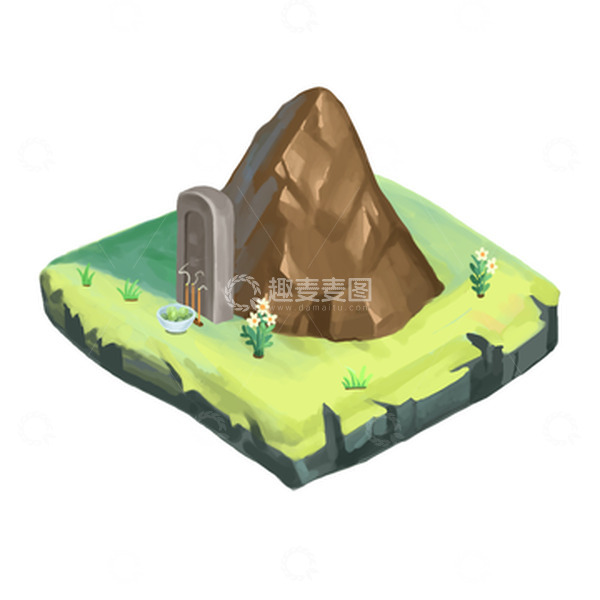 源文件下载【趣麦麦图】清明节，扫墓，墓地。祭拜，土堆