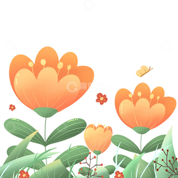 源文件下载【趣麦麦图】手绘春天可爱花朵花草树叶春分插画
