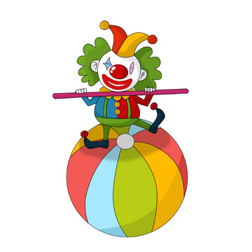 玩平衡木表演的小丑