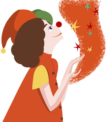 愚人节小丑表演惊喜矢量手绘图