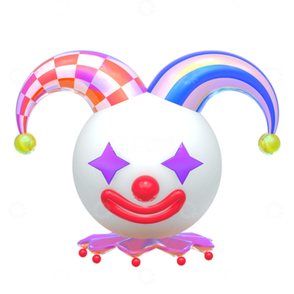 源文件下载【趣麦麦图】潮酷星星眼3D小丑杂耍整蛊C4D立体元素