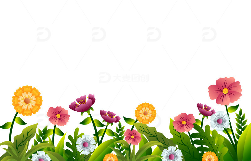 春天春季花朵花束鲜花花丛绿叶