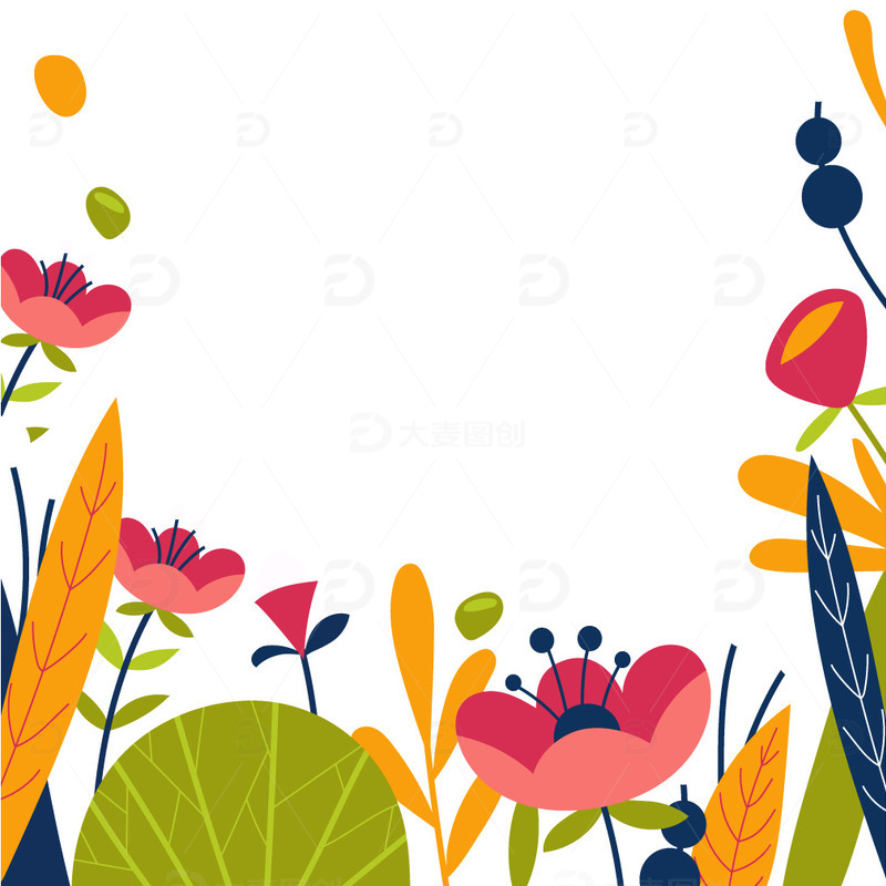 春天春季花朵绿叶花丛春天场景