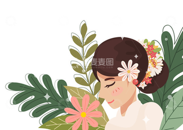 源文件下载【趣麦麦图】母亲节妇女节三八女王节花朵叶子