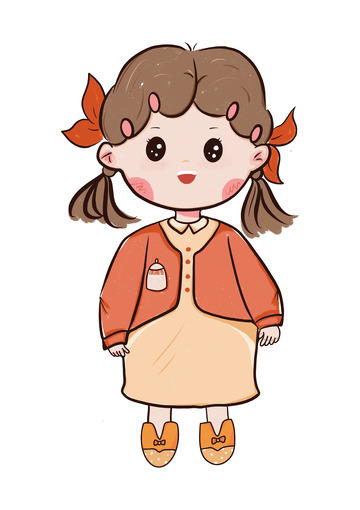 Q版小女孩手绘元素