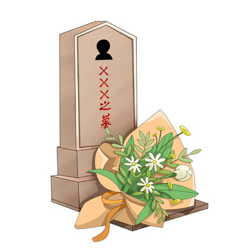 清明节缅怀拜祭扫墓追思卡通元素