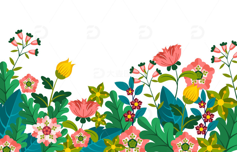 春天春季花朵花束鲜花花丛春天元素