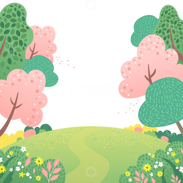源文件下载【趣麦麦图】-春天春季花朵鲜花花丛草地樱花
