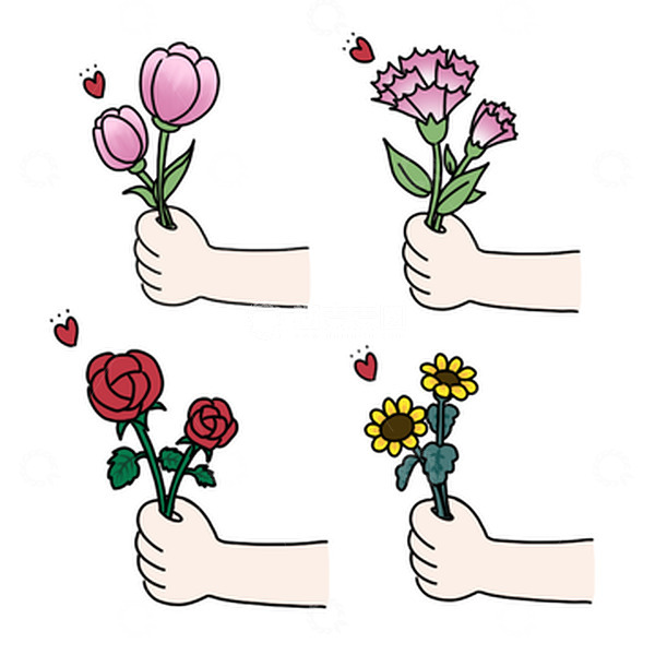源文件下载【趣麦麦图】送花卡通花朵