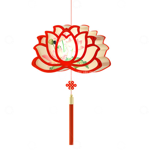 源文件下载【趣麦麦图】端午中秋元宵元旦莲花传统创新手工红灯笼