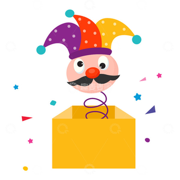 源文件下载【趣麦麦图】卡通愚人节玩具道具小丑惊吓盒子