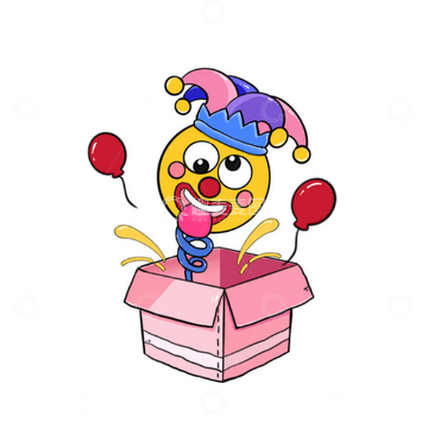 源文件下载【趣麦麦图】愚人节弹簧小丑惊吓搞怪礼盒