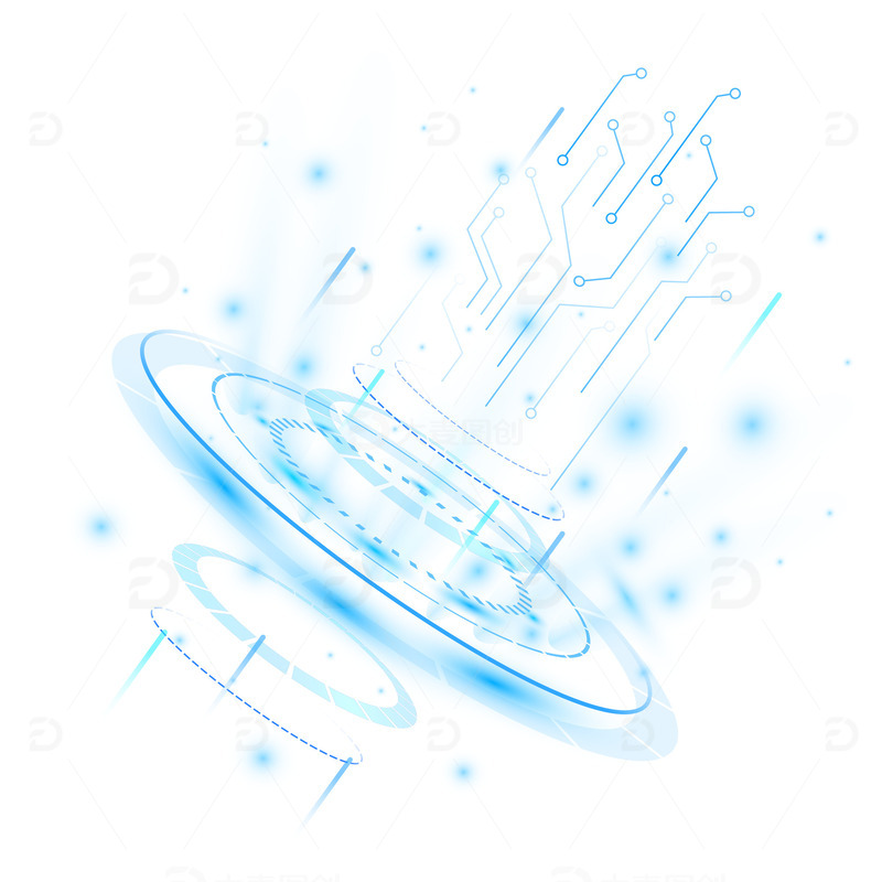 源文件下载【趣麦麦图】蓝色渐变科技箭头光效发散装饰元素