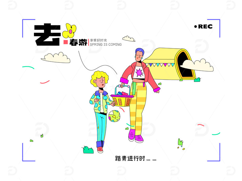 踏青野餐春游场景