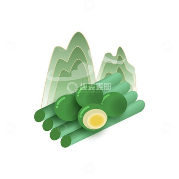 源文件下载【趣麦麦图】-清明节青团山峰中国风