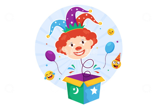 源文件下载【趣麦麦图】愚人节惊吓盒子小丑气球狂欢