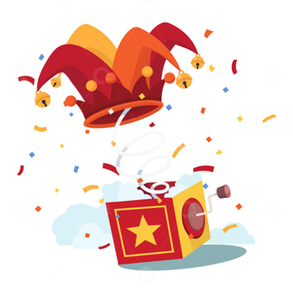 源文件下载【趣麦麦图】愚人节彩带小丑帽子惊吓盒子惊喜盒子