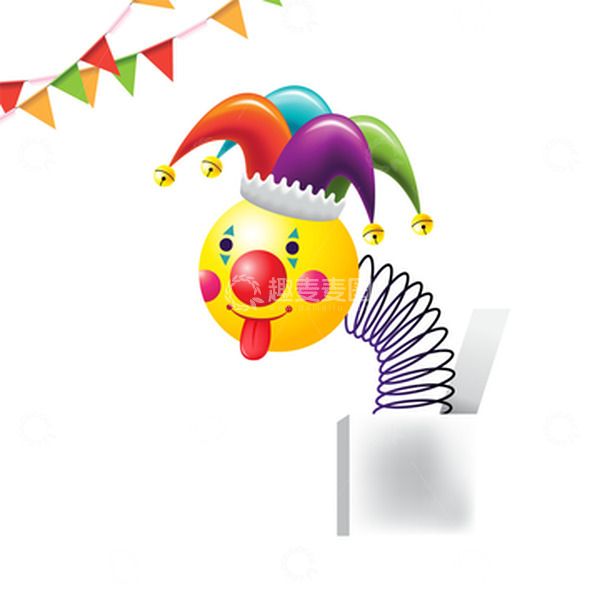 源文件下载【趣麦麦图】愚人节弹簧惊喜盒子惊吓盒子彩旗鬼脸吐舌头