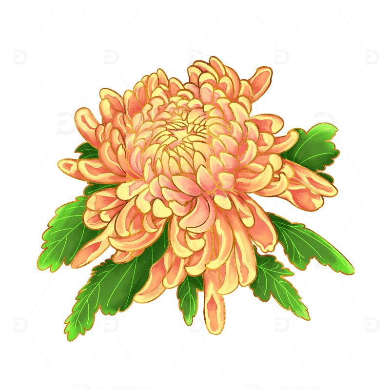 源文件下载【趣麦麦图】-清明节国潮风格菊花