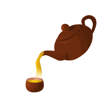 倒茶茶壶茶杯茶水元素
