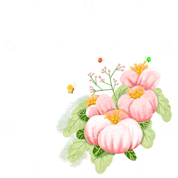 源文件下载【趣麦麦图】春天花朵元素花朵蝴蝶