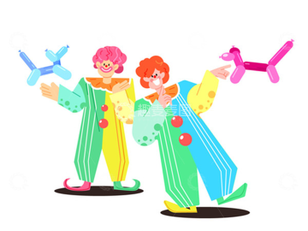 源文件下载【趣麦麦图】扁平风气球表演小丑