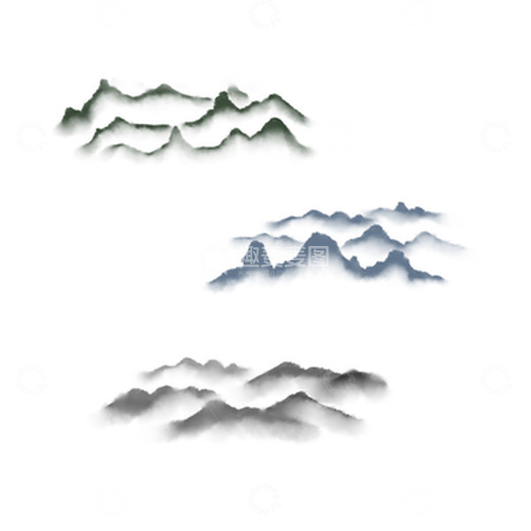 源文件下载【趣麦麦图】中国风水墨山水元素