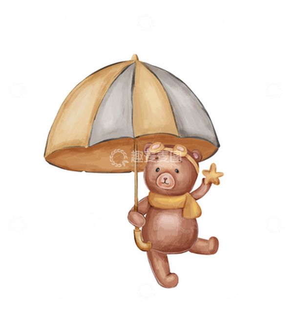 源文件下载【趣麦麦图】小熊，壁纸，小动物，儿插，伞，可爱