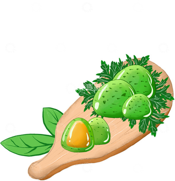 源文件下载【趣麦麦图】清明节绿色青团节日元素