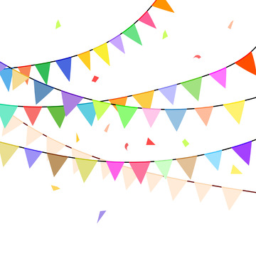 卡通节日气氛彩旗矢量元素