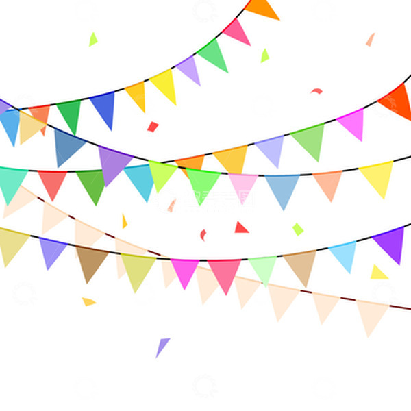 源文件下载【趣麦麦图】卡通节日气氛彩旗矢量元素