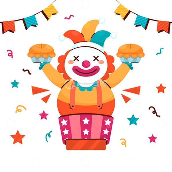 源文件下载【趣麦麦图】愚人节小丑表演彩带彩纸飘带狂欢